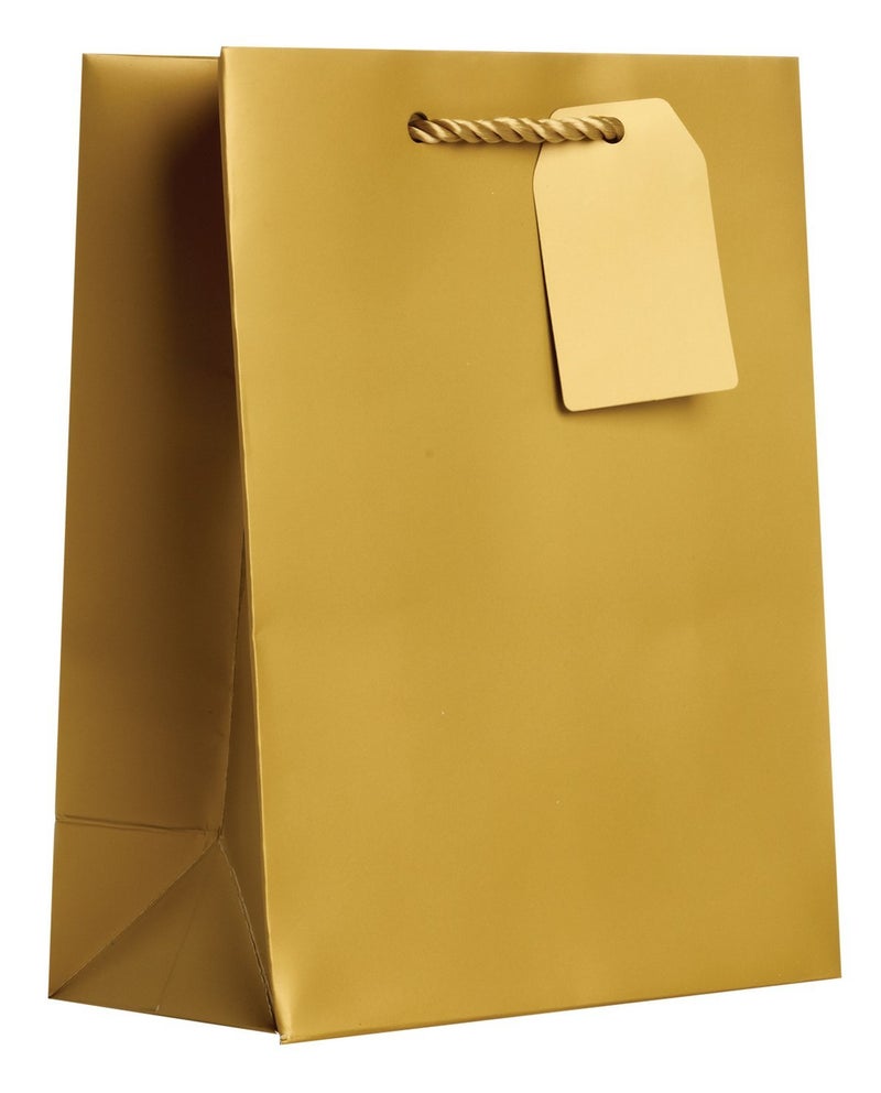 Jillson Roberts 6-Count Medium 8" x 10" x 4" All-Occasion Gift Bags Available in 20 Solid Colors, Gold Matte - Image 2